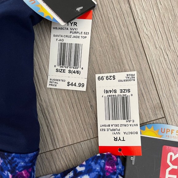 TYR 2pc Santa Cruz Jade Top & Della Boyshort Swimsuit Navy Size Small 4/6 - $75 - Picture 7 of 10